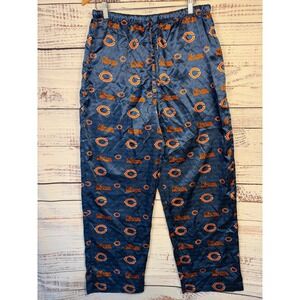 NFL Chicago Bears Pajama Pants Women XL Navy Blue Satin Logo Lounge Bottoms